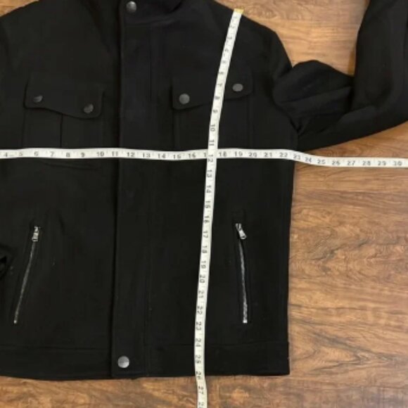 Michael Kors Heavy Black Wool Jacket with Stand-Up Collar - Picture 12 of 15